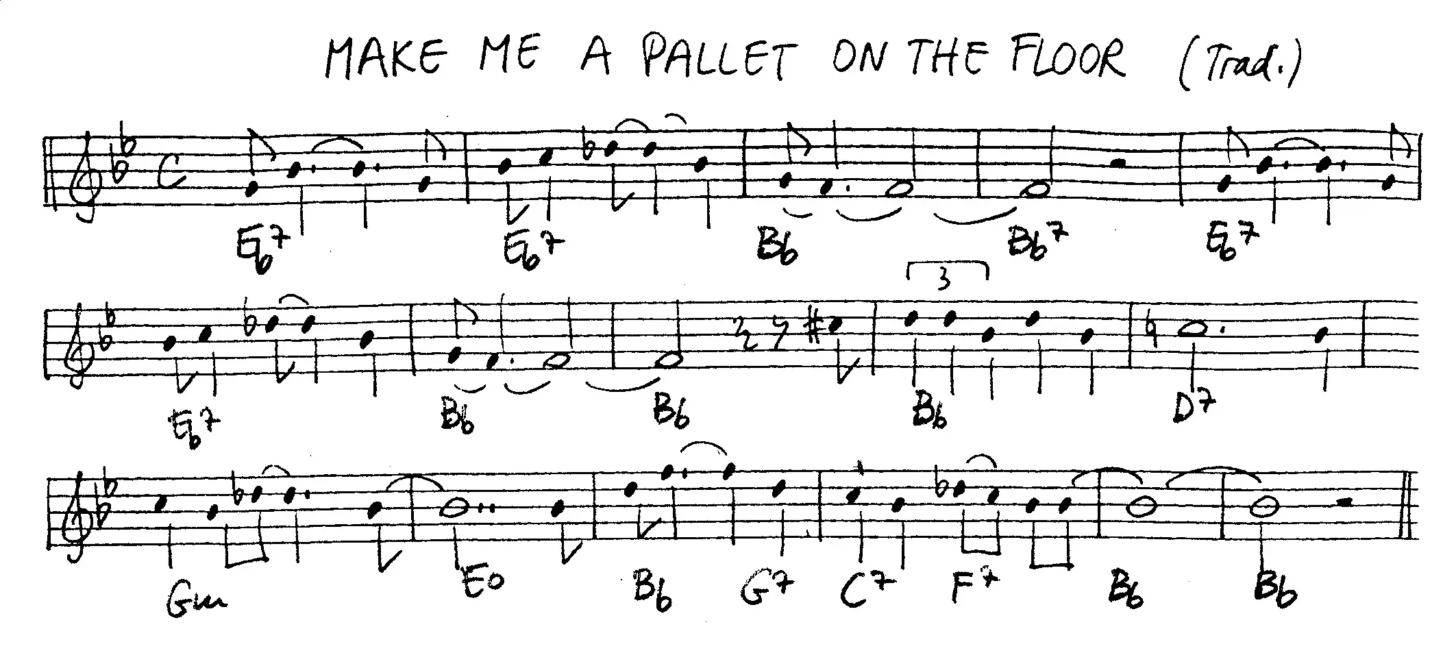 make me a pallet on the floor free jazz leadsheet - Courtesy of the Jungle Jazz Band